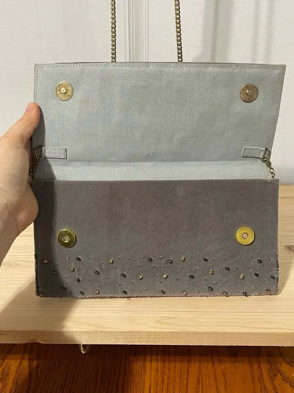 AREA Stars Beaded Velour Evening Clutch Crossbody Bag